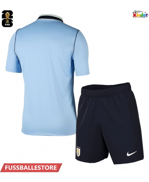 Günstige Uruguay Heimtrikotsatz Kinder WM 2026 Kurzarm (+ Kurze Hosen)